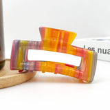 Rectangular Acetate Hair Claw, Premium Quality Hair Clip: Whit Pink Purple