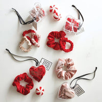 Velvet Scrunchie Present - Set of 2 - Red: 100% Polyester / 5" Dia