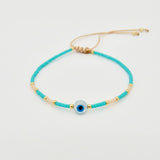 Evil Eye Dainty Miyuki Bracelet: Charcoal