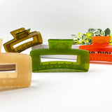 4.13'' Rectangular Hair Clip,Classic Claw Clip: Green