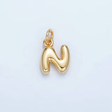 16K Gold Filled 10mm Initial Letter Chubby Balloon Mini Charm | A1591 - A1603: Letter H