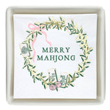 Ceramic Napkin Tray + Napkins - Merry Mahjong: 16 oz, 4.5" H