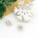 White Winter Snowflake Hair Claw Clip, Christmas Hair Clip: Mini