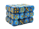 36ct 12mm D6 Dice Set: Vorpal - Black & Blue w/ Gold