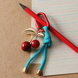 Gold-Tone Cherry Enamel Keychain | Braided Rope Detail: MT / ONE