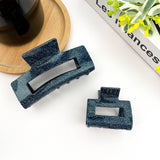 Blue Denim Style Hair Clip, Acetate Square Claw Clip: Blue S