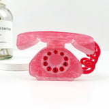 Retro Cartoon Telephone Acrylic Hair Claw Clip: Pink