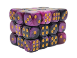 36ct 12mm D6 Dice Set: Vorpal - Purple & Black w/ Gold