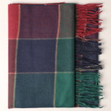 Cashmere Feel Plaid Pattern Scarf - Fringed Edges: SW-25 / ONE SIZE