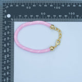 24K Gold Filled Red, Pink, Blue, Green, Beige, Teal Cord Chain Bracelet | WA-3055 ~ WA-3060: Dark Blue