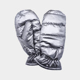 Shiny Puffer Mitten Gloves: Navy