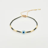 Evil Eye Dainty Miyuki Bracelet: Light pink