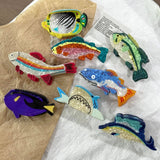 Rainbow Trout & Shark Hair Clip, Fish Shaped Hair Claw: Salmon