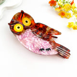 Fun Owl Patchwork Acetate Hair Claw Clip–Cute Animal Design: Brown