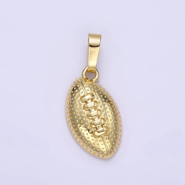 24K Gold Filled Football Sports Equipment Dotted Minimalist Pendant in Gold & Silver | AA1333: Gold