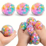 6.0cm Colorful Beaded Mesh Grape Squeeze Ball: Colorful