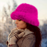 Fuzzy Faux Fur Bucket Hat
: Blue
