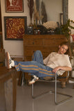 Wide-Leg Utility Stripe Denim Jeans: DENIM TAUPE / S-2/M-2/L-2