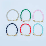 24K Gold Filled Red, Pink, Blue, Green, Beige, Teal Cord Chain Bracelet | WA-3055 ~ WA-3060: Dark Blue