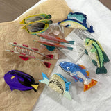 Rainbow Trout & Shark Hair Clip, Fish Shaped Hair Claw: Green-Trout