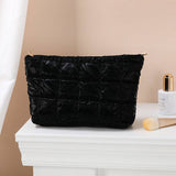 Puffer cosmetic bag small toiletry zipper bag: Cream White