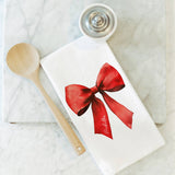 Custom City Bow Tea Towel: White
