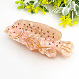 Pink Fish Acetate Hair Claw Clip, Ocean-Inspired Hair Clip