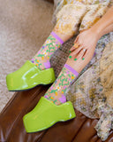 FLORAL SHEER CREW SOCK