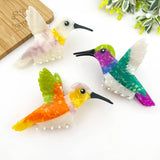 Hummingbird Hair Claw Clip, Elegant Acetate Bird Hair Clip: Hummingbird-Orange