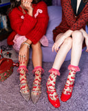 CHERRY BOW RUFFLE SHEER SOCK