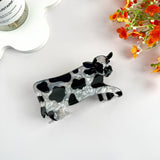 Black and White Cow Animal Hair Claw Clip: Black