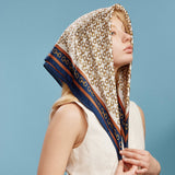 Classic Chain Print Square Scarf | Green & Navy Border Silk-Feel Fashion Scarf: OL / ONE