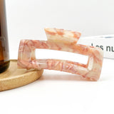 Rectangular Acetate Hair Claw, Premium Quality Hair Clip: Whit Pink Purple