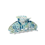 Floral Claw Clip: Blue Trellis