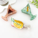 Fresh Cocktail Print Creative Hair Claw Clip: Brown