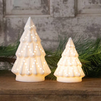 Ceramic Bisque Light Up Trees, White (Set Of 02)