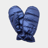 Shiny Puffer Mitten Gloves: Navy