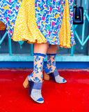 BLUEBERRY RUFFLE SHEER CREW SOCK