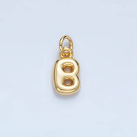 16K Gold Filled 10mm Initial Letter Chubby Balloon Mini Charm | A1591 - A1603: Letter B