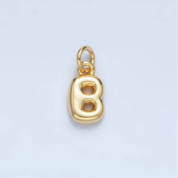 16K Gold Filled 10mm Initial Letter Chubby Balloon Mini Charm | A1591 - A1603: Letter B