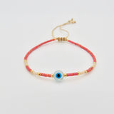 Evil Eye Dainty Miyuki Bracelet - New Arrivals: Rust