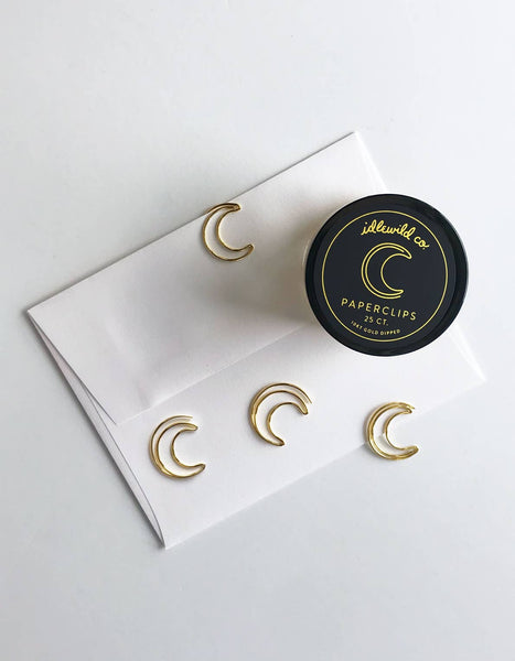 Crescent Moon Gold Plated Paper Clips