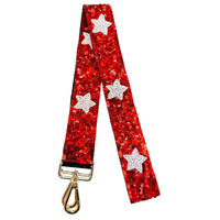 Sequin Star Straps: Red/white